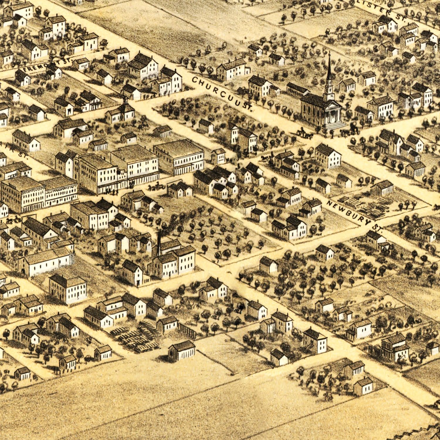 Vintage Map of Romeo, Michigan 1868