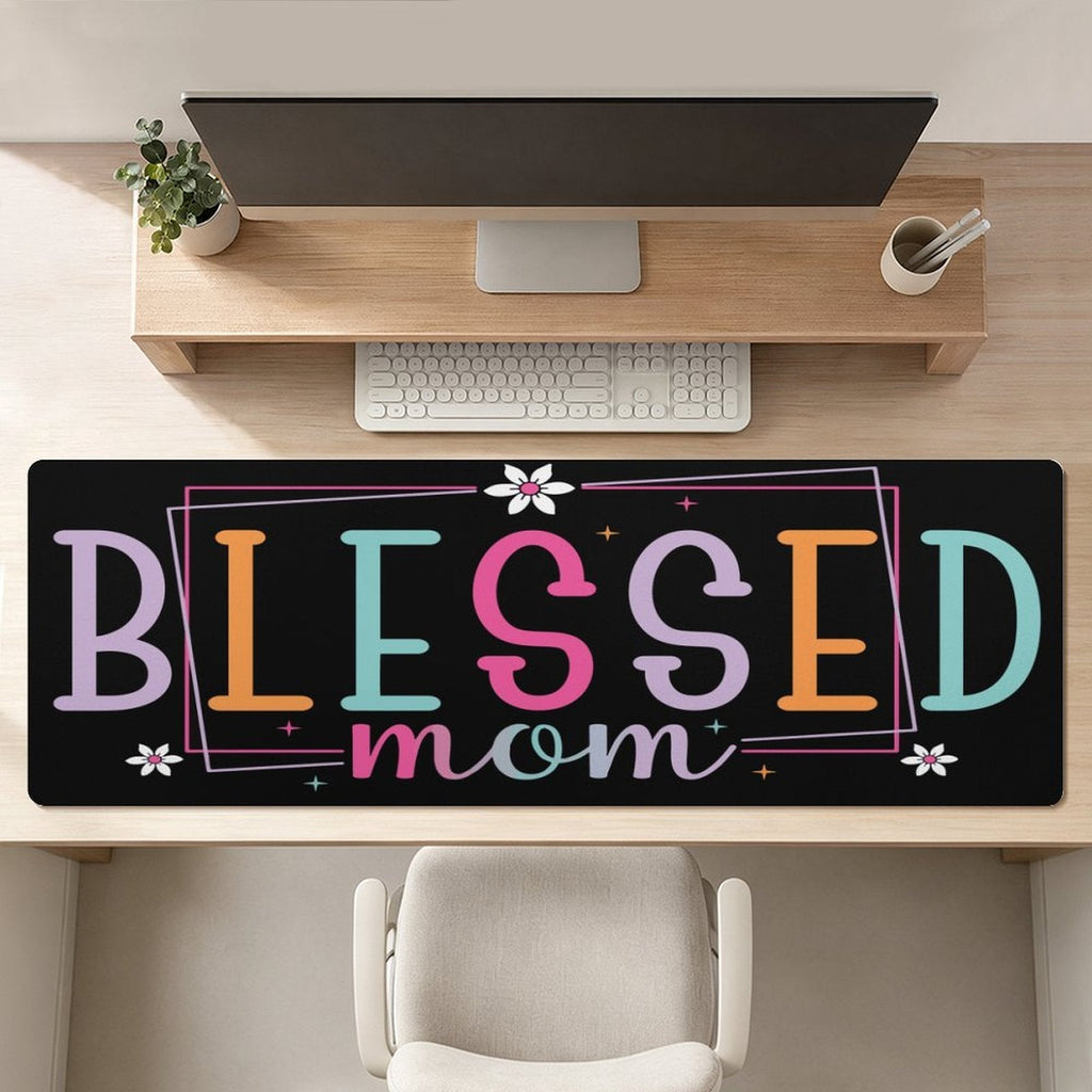 Blessed Mom Black Custom Mousepad with Rounded Corners | 47.2" x 17.7"