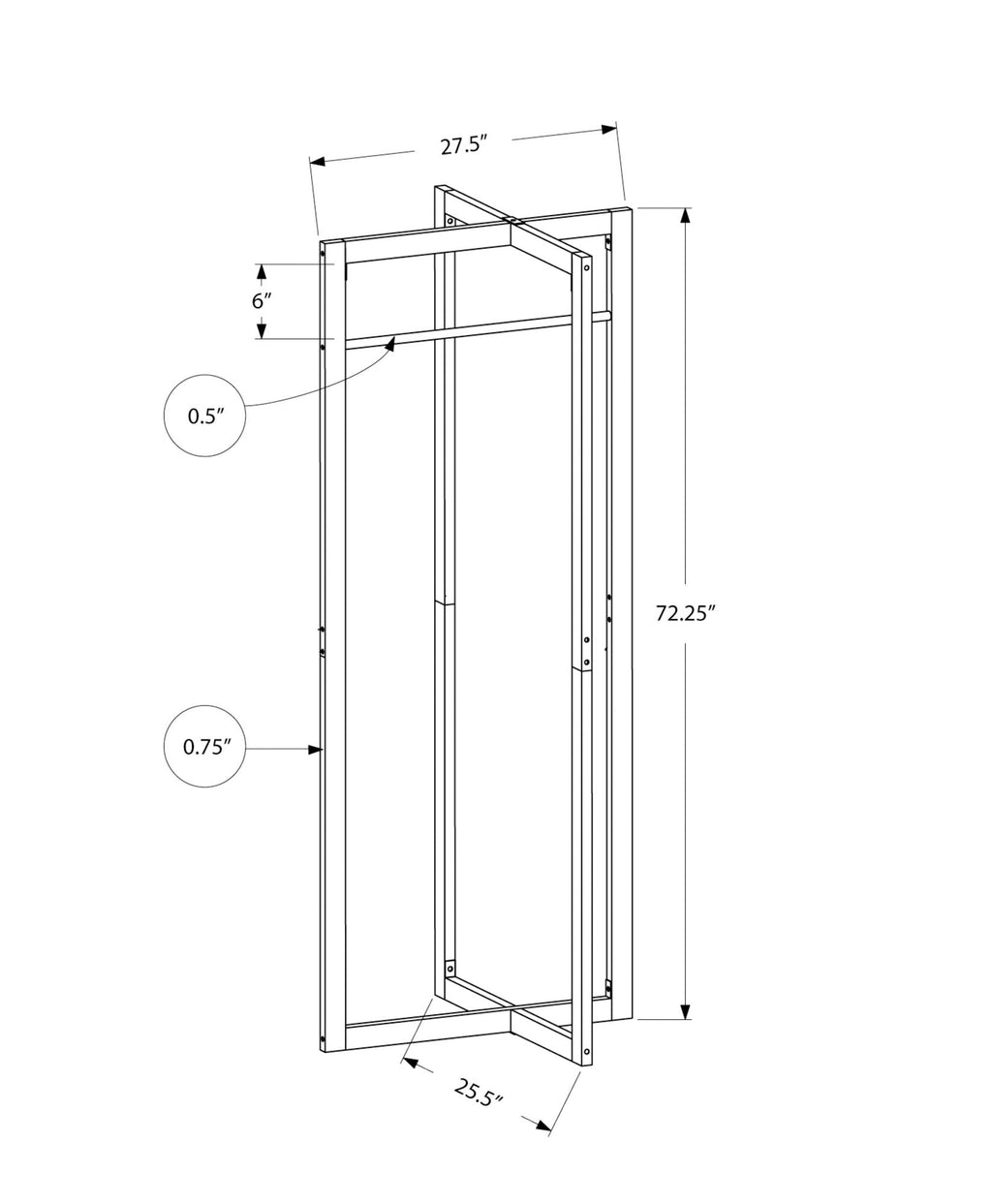 Coat Rack, Hall Tree, Free Standing, Hanging Bar, Entryway, For Contemporary & Modern - White