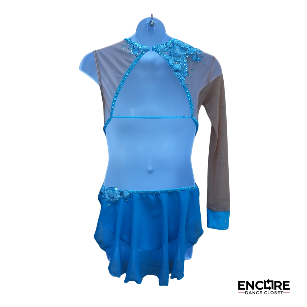 Turquoise Floral Applique Leotard