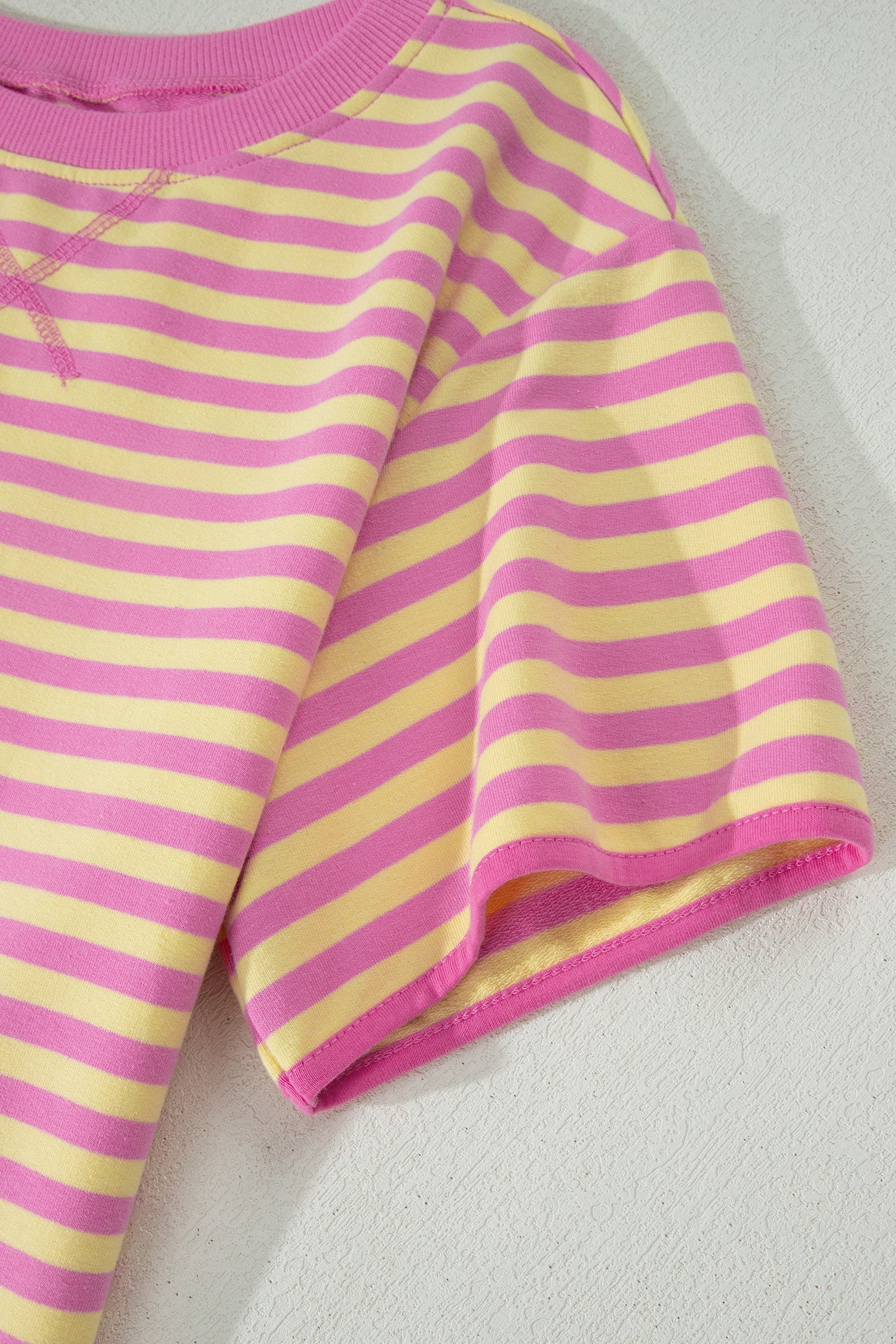 Stripe Contrast Trim Short Sleeve Top & Skirt Set