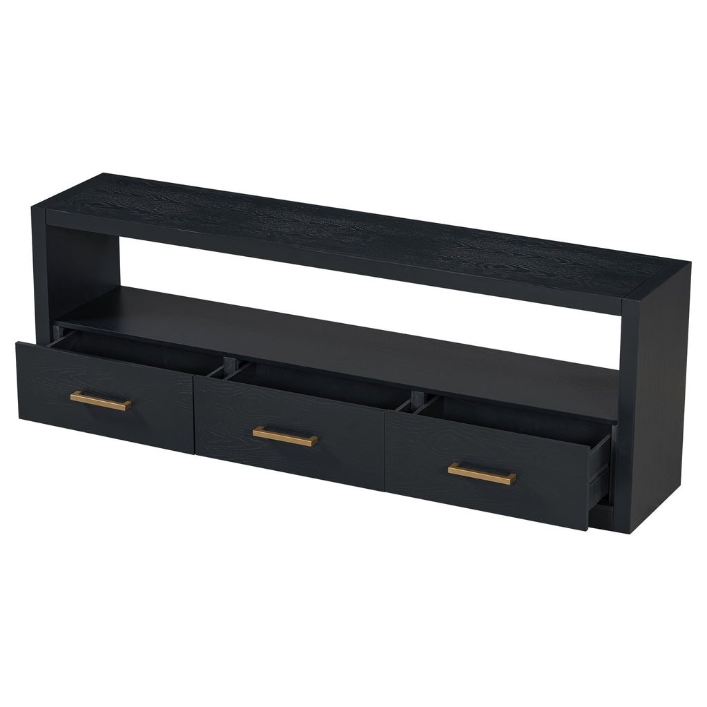 Mirod Stylish TV Stand with Ample Storage,Classic Design with Three Drawers and Spacious Surface,Minimalist Metal Handles,Versatile as TV Console or Side Cabinet