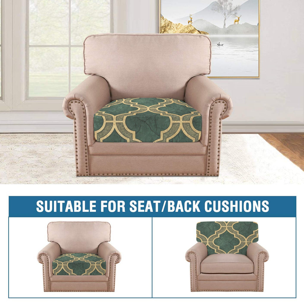 Christmas Green with Gold Trim Sofa Cushion Slip Covers (Pack of 3)