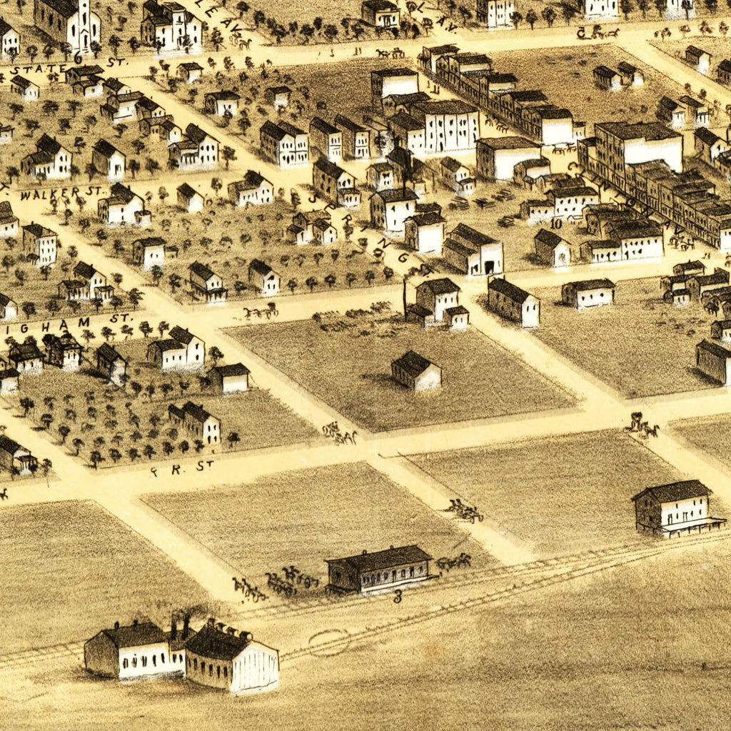 Vintage Map of Saint Johns, Michigan 1868