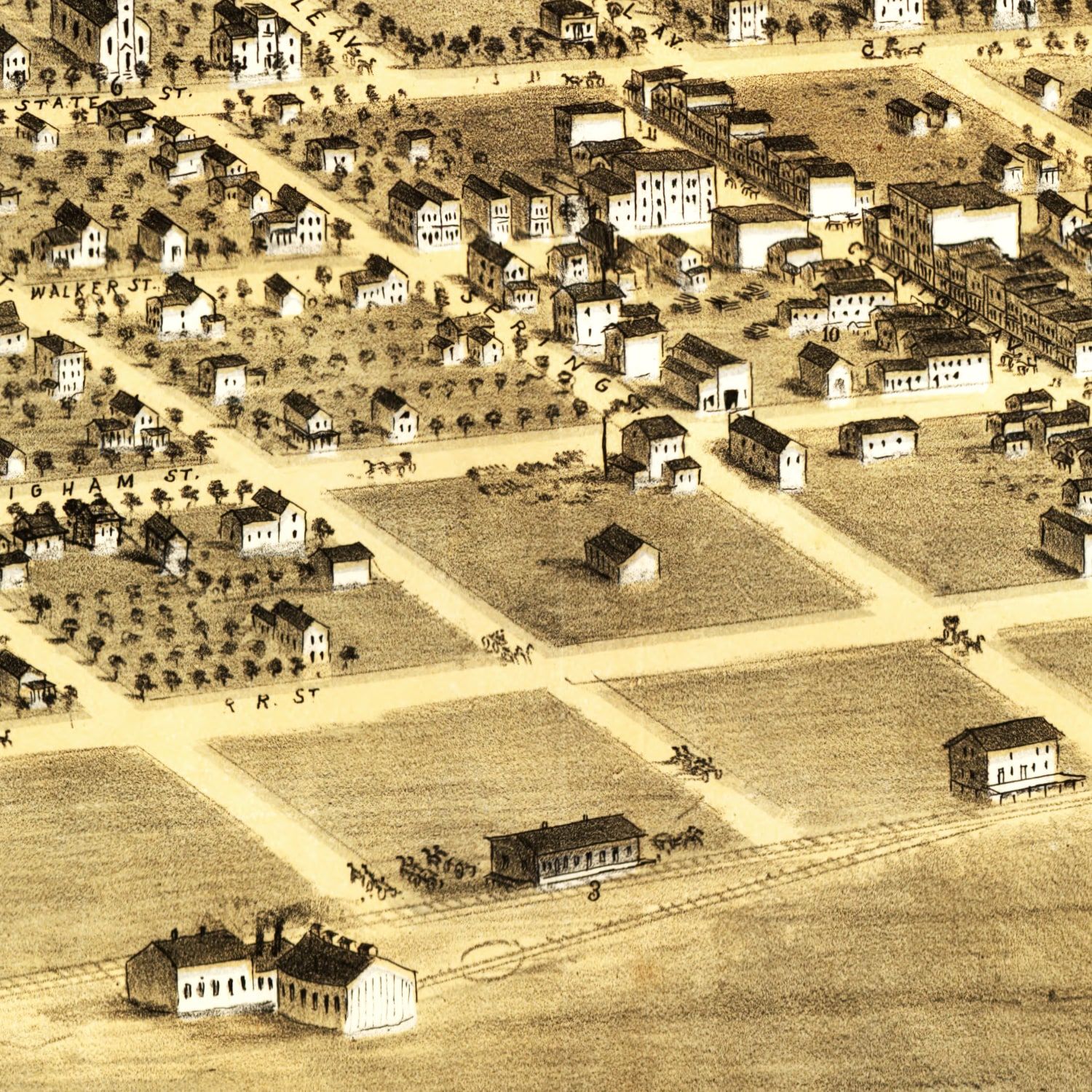Vintage Map of Saint Johns, Michigan 1868