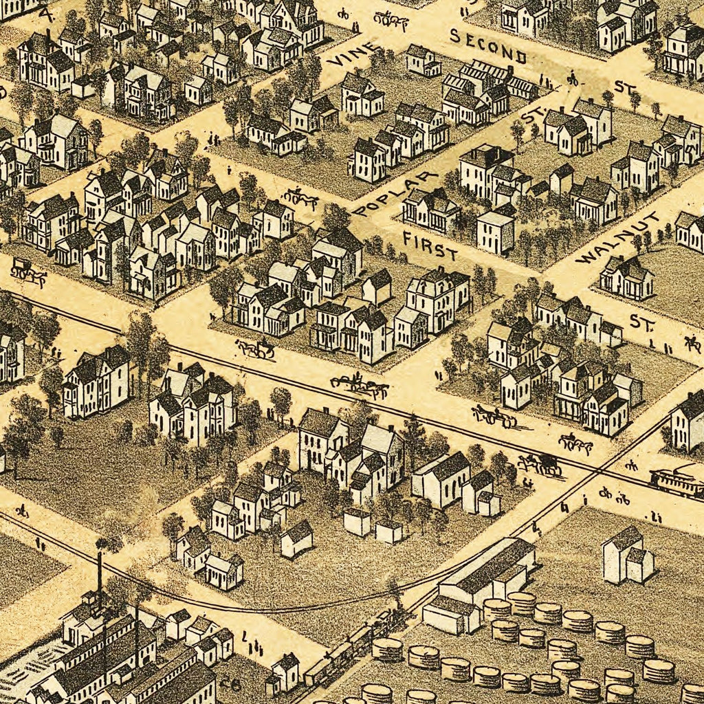 Vintage Map of Wyandotte, Michigan 1896