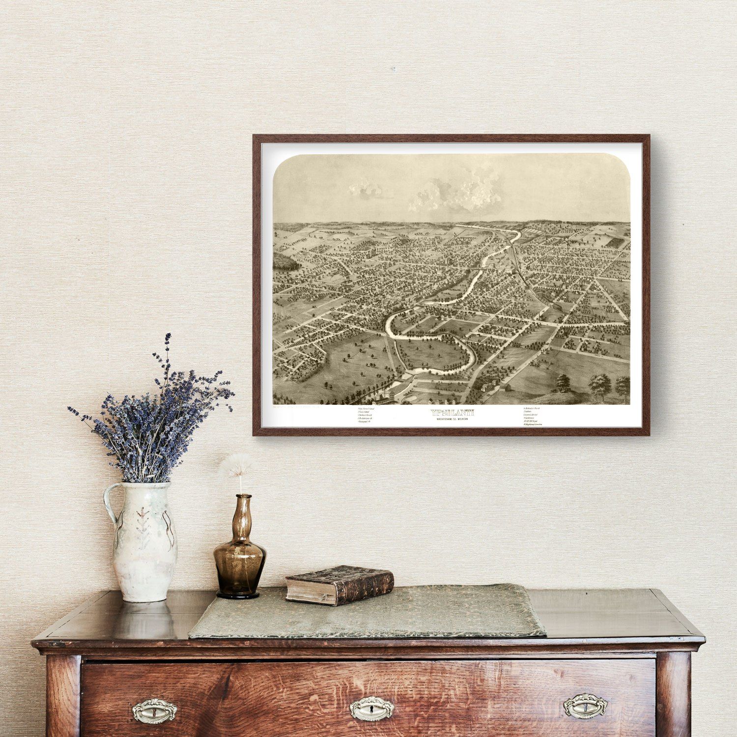 Vintage Map of Ypsilanti, Michigan 1868