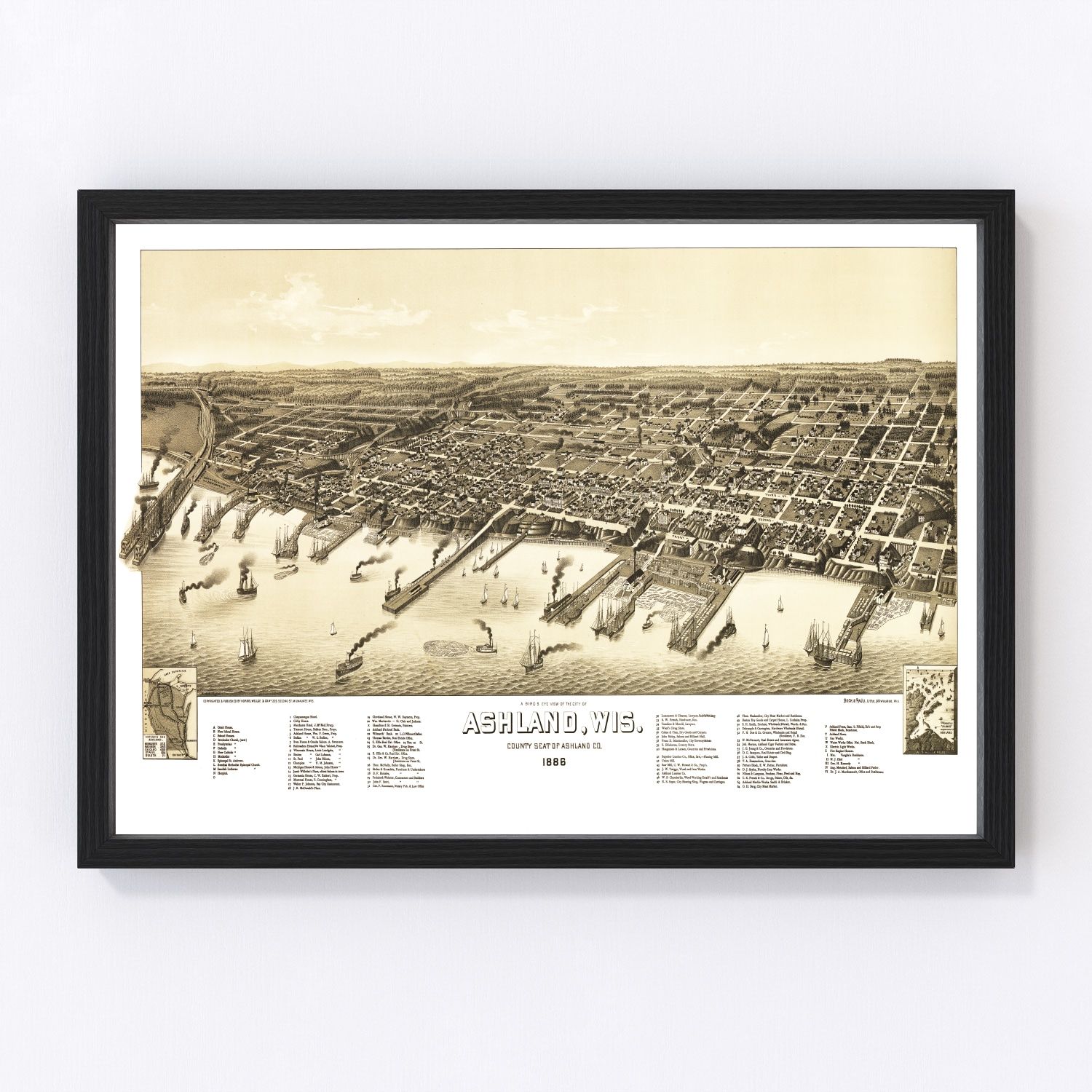 Vintage Map of Ashland, Wisconsin 1886