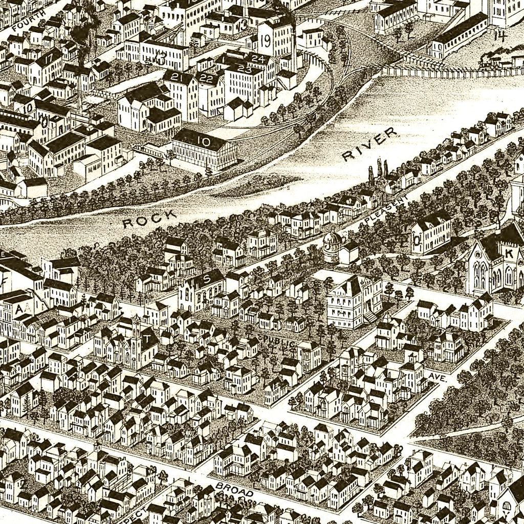 Vintage Map of Beloit, Wisconsin 1890