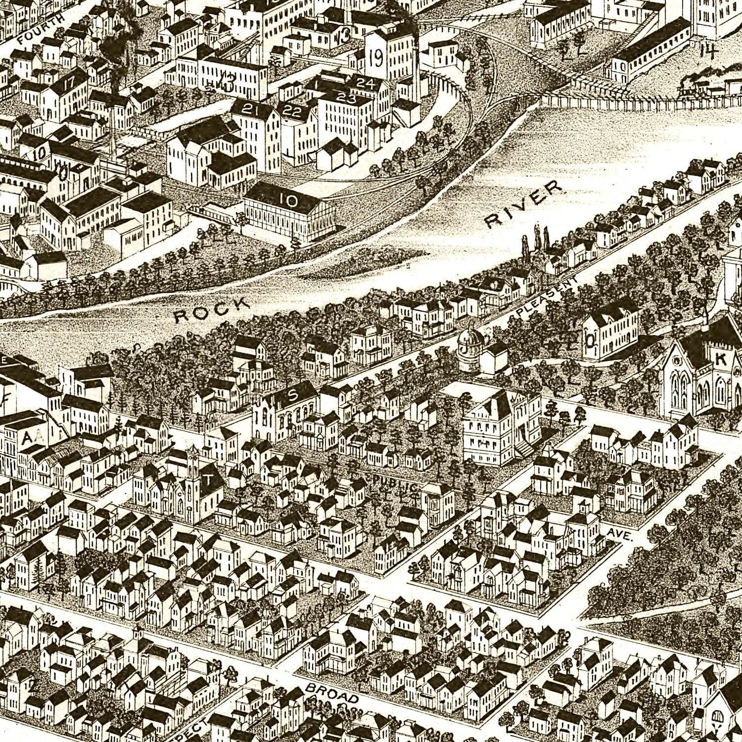 Vintage Map of Beloit, Wisconsin 1890