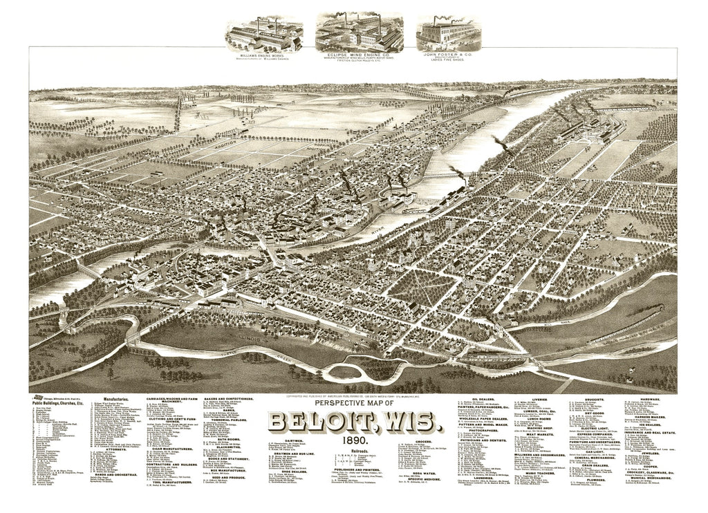 Vintage Map of Beloit, Wisconsin 1890