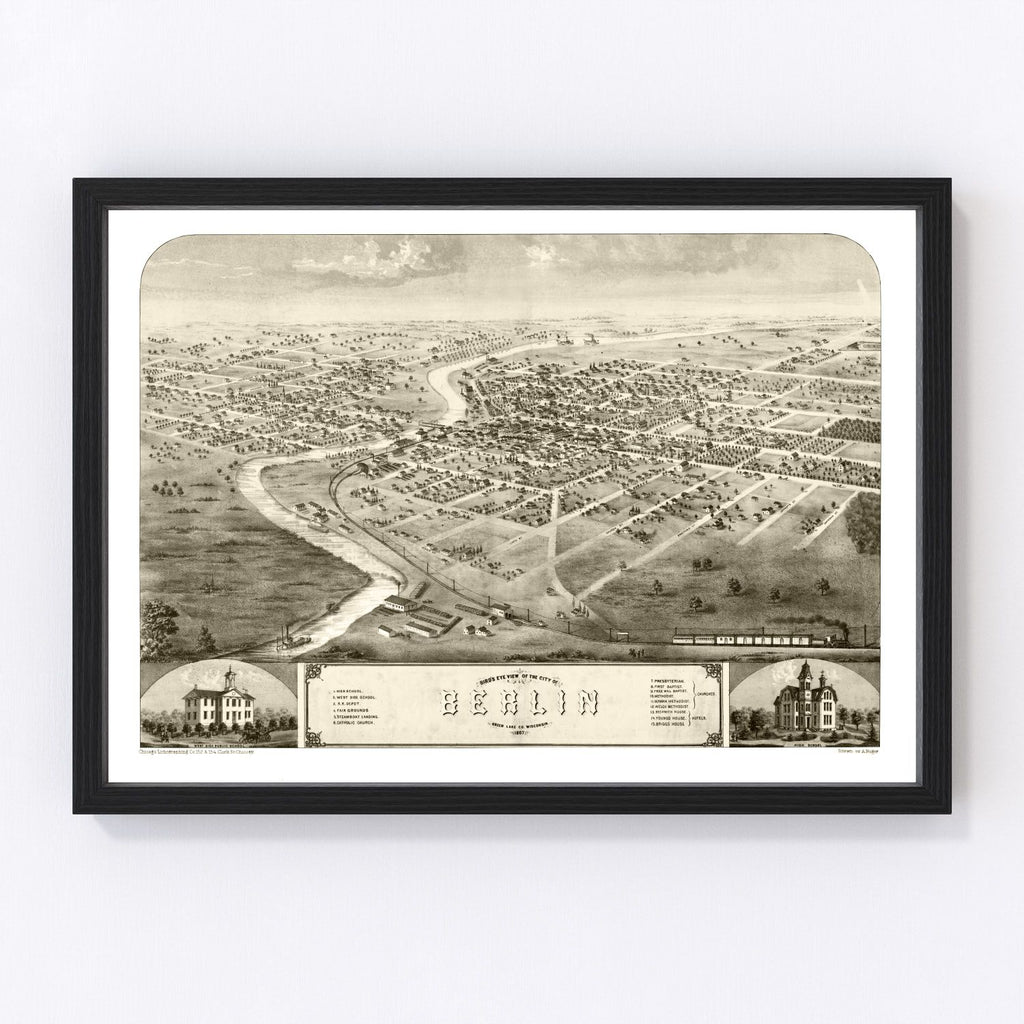 Vintage Map of Berlin, Wisconsin 1867