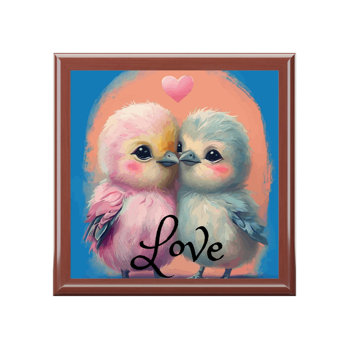 Pink and Blue Love Birds Jewelry Box
