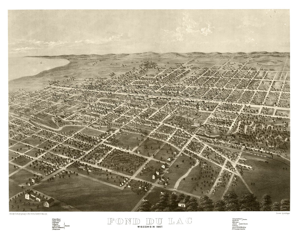 Vintage Map of Fond du Lac, Wisconsin 1867