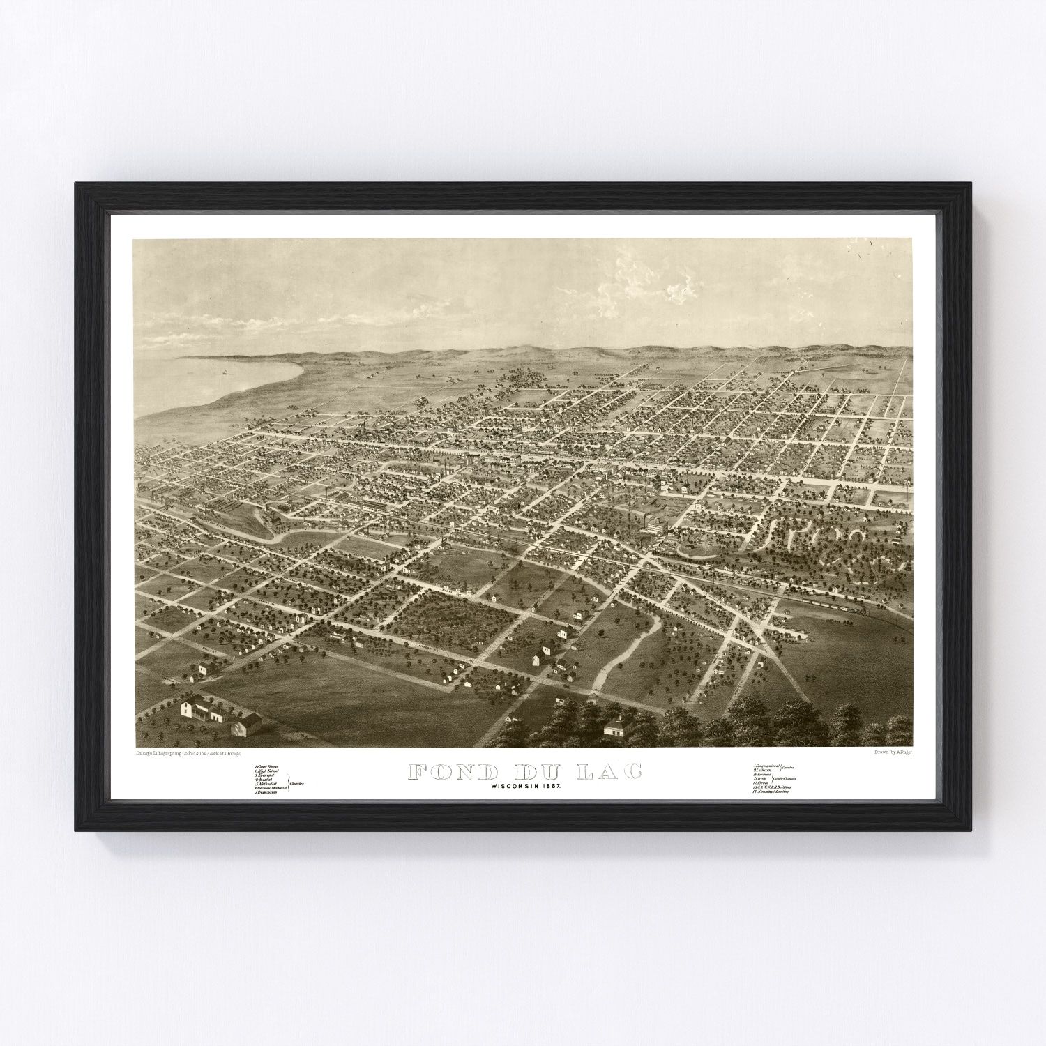 Vintage Map of Fond du Lac, Wisconsin 1867