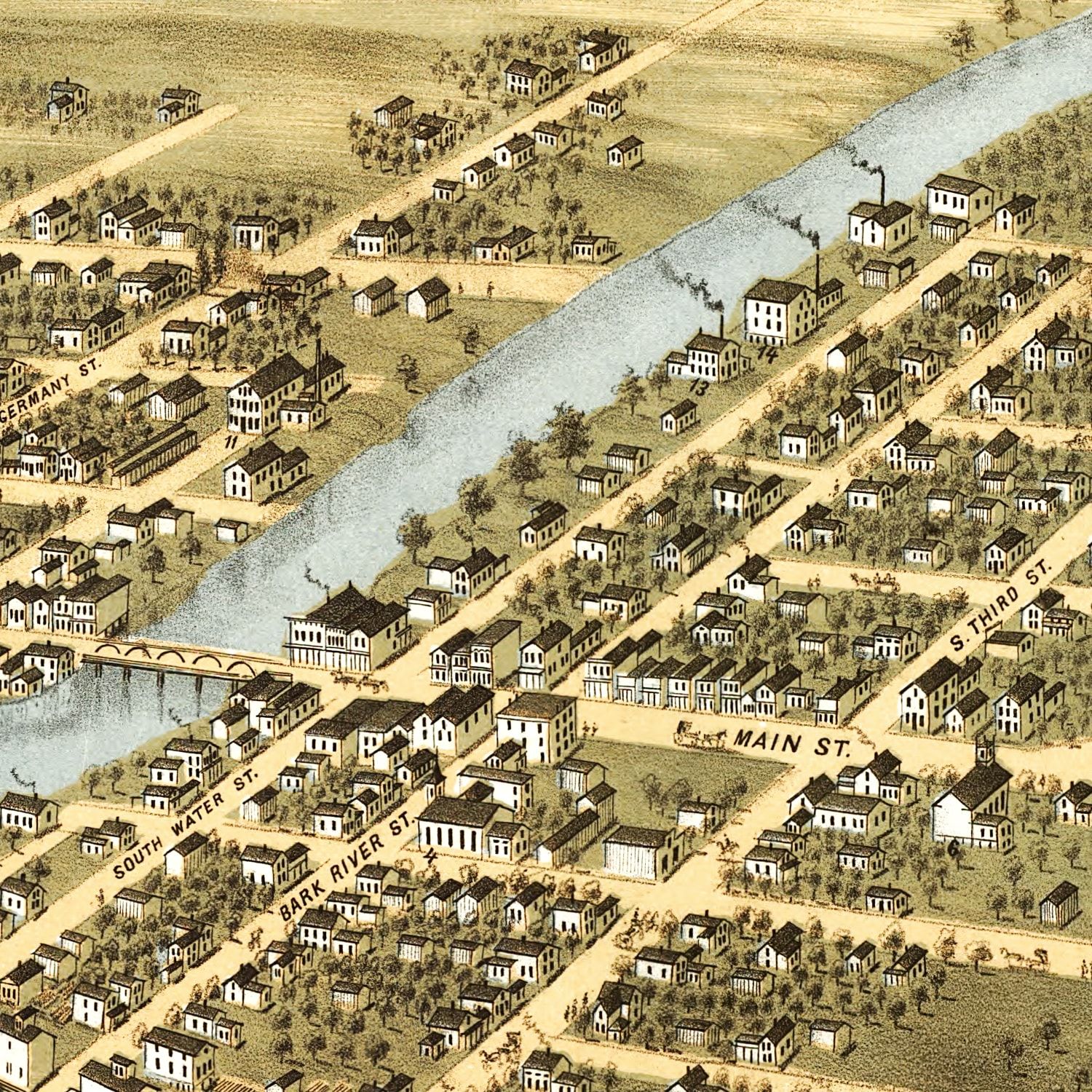 Vintage Map of Fort Atkinson, Wisconsin 1870