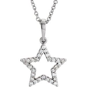 14K White Gold 1/8 CTW Diamond Petite Star 16" Necklace