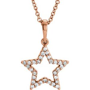 14K Rose Gold 1/8 CTW Diamond Petite Star 16" Necklace