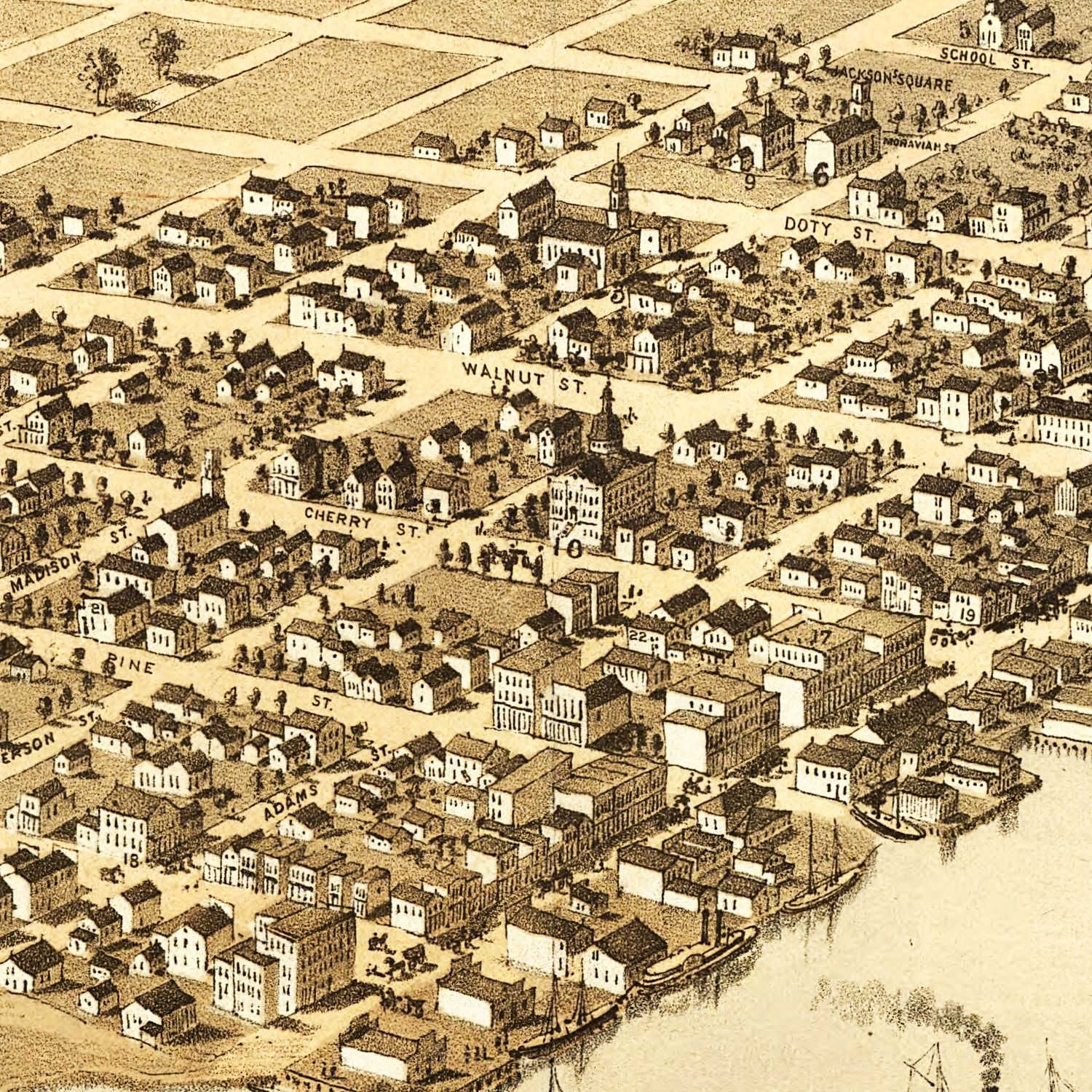Vintage Map of Green Bay, Wisconsin 1867