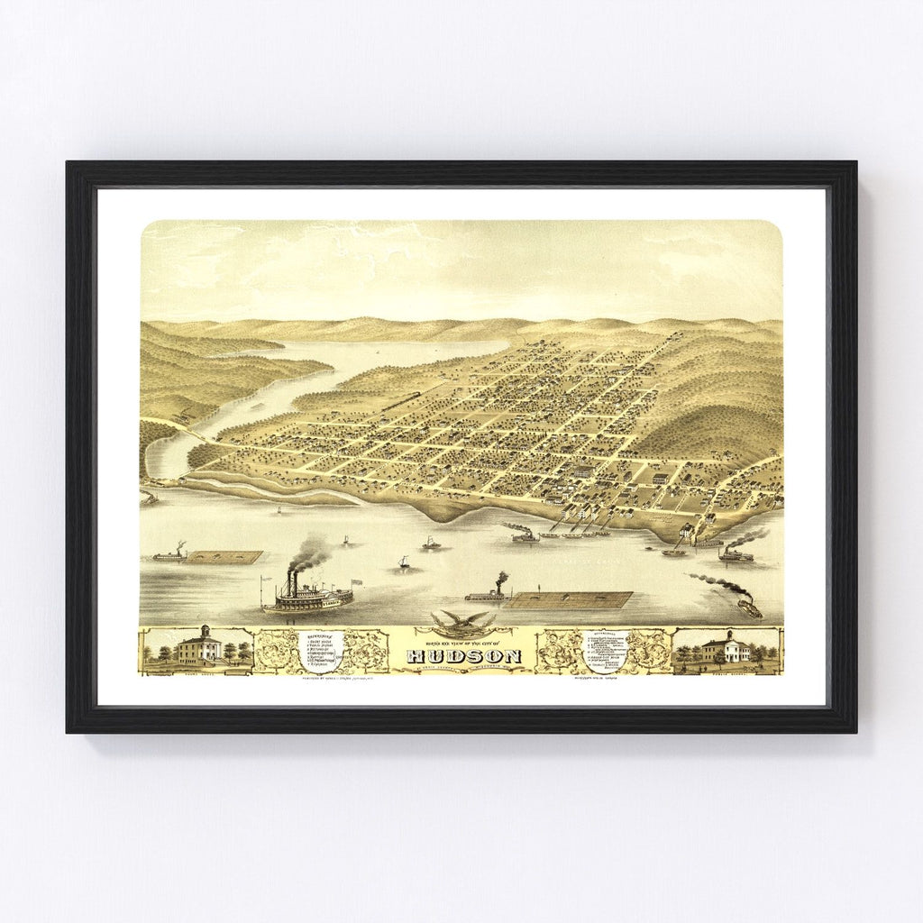 Vintage Map of Hudson, Wisconsin 1870