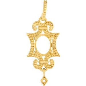 14K Yellow Gold 8X6 mm Oval Cabochon Earring Mounting – image 2