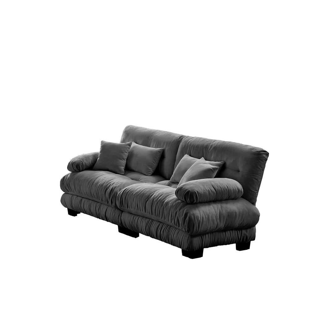 Cloud Couch 2 Seater Sofa for Living Room, Chenille 2 - Seat sofa with 2 Lumbar pillows and 2 throw pillows,Chenille Gray
