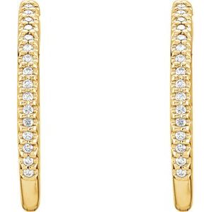 14K Yellow Gold 1/4 CTW Natural Diamond Inside-Outside 20.8 mm Hoop Earrings – image 3