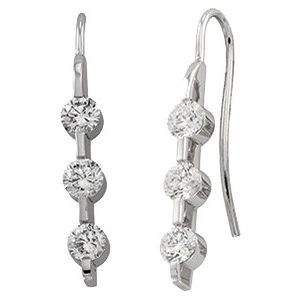 14K White Gold 1 3/8 CTW Natural Diamond Three-Stone Earrings