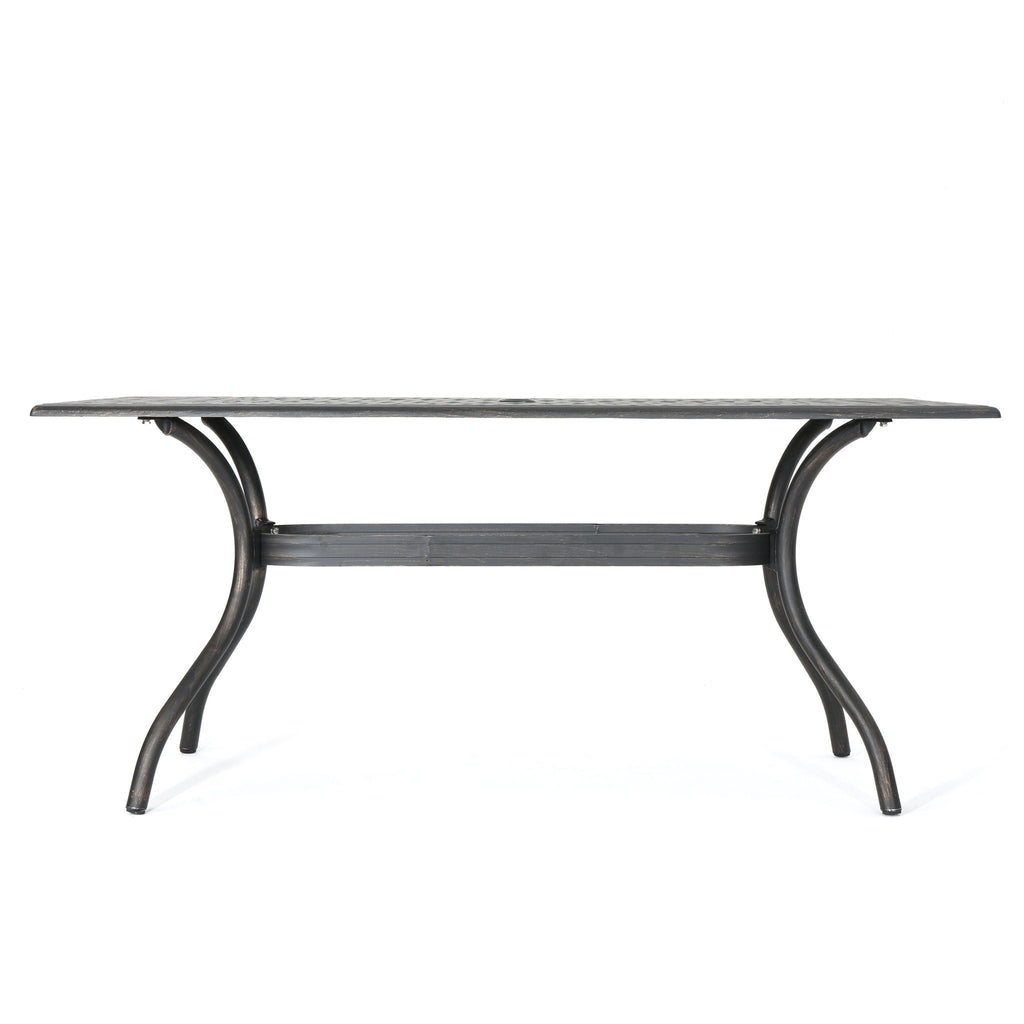 Enchantia - Outdoor Rectangular Dining Table With Weave Tabletop And Flared Legs - Copper
