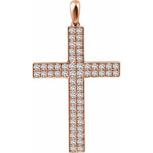 14K Rose Gold 3/4 CTW Natural Diamond Cross Pendant