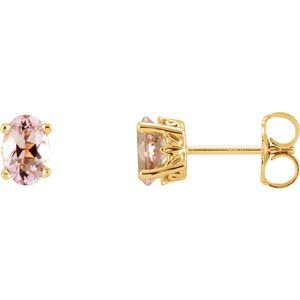 14K Yellow Gold Natural Pink Morganite Earrings