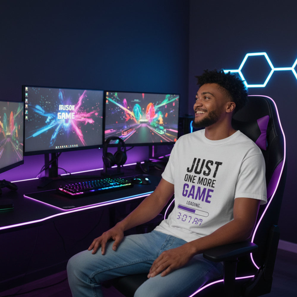 Gamer T-Shirt - "Just One More Game" Late Night Gaming Tee