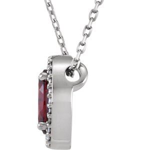 14K White Gold Natural Mozambique Garnet & .05 CTW Natural Diamond 16" Necklace