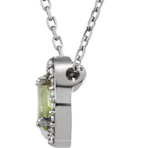 14K White Gold Natural Peridot & .04 CTW Natural Diamond 16" Necklace