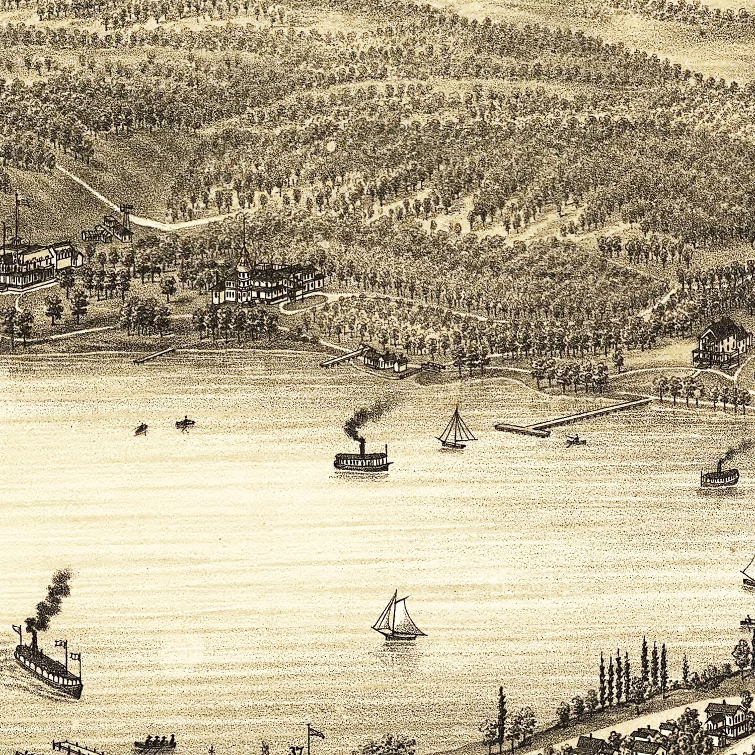 Vintage Map of Lake Geneva, Wisconsin 1882