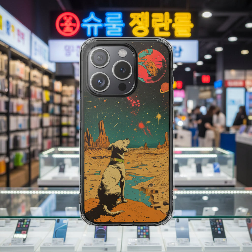 Retro Dog Astronaut Magnetic Clear Case for iPhone Series
