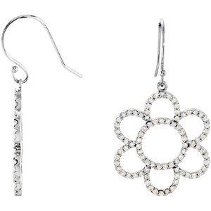 14K White Gold 3/4 CTW Natural Diamond Flower Earrings – image 2