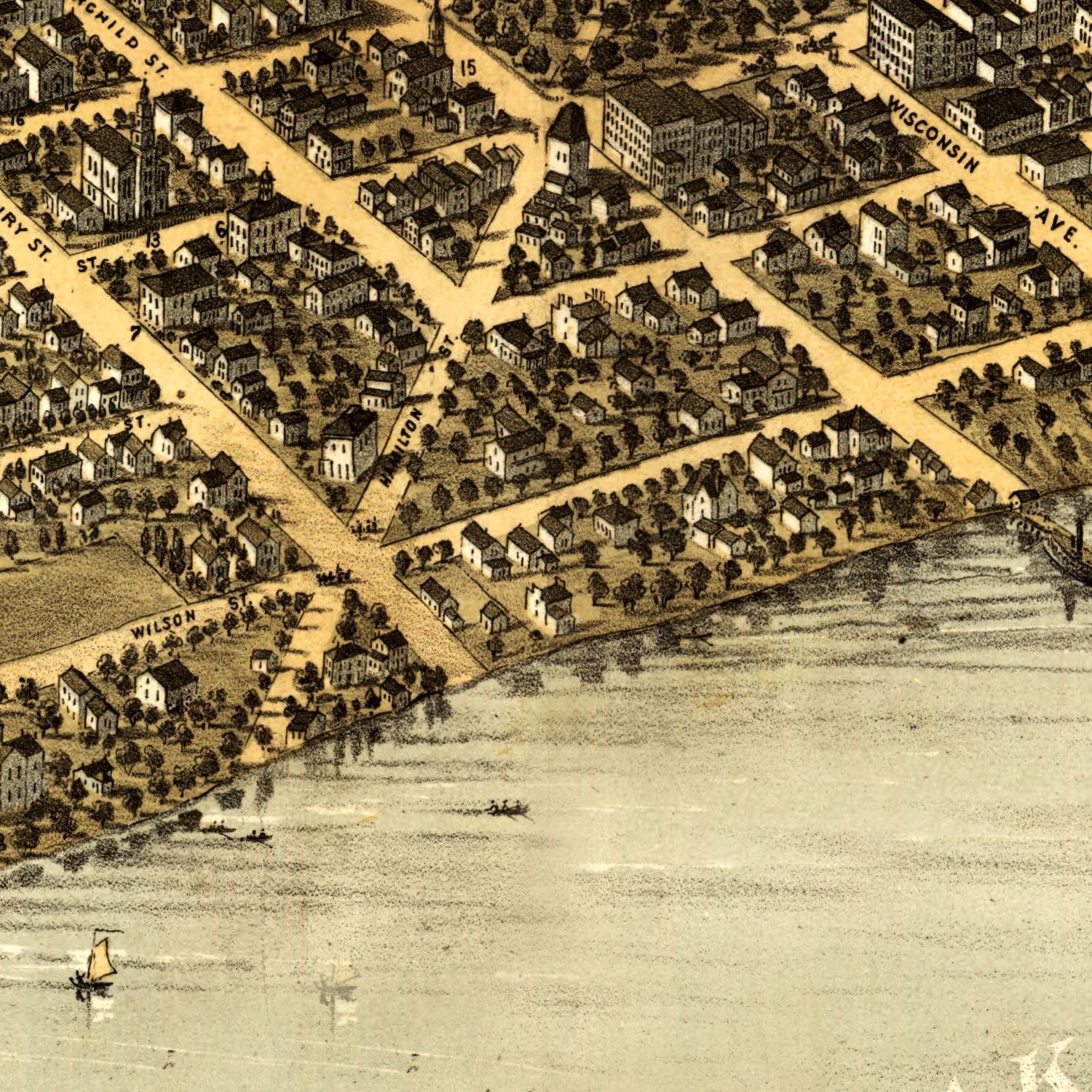 Vintage Map of Madison, Wisconsin 1867
