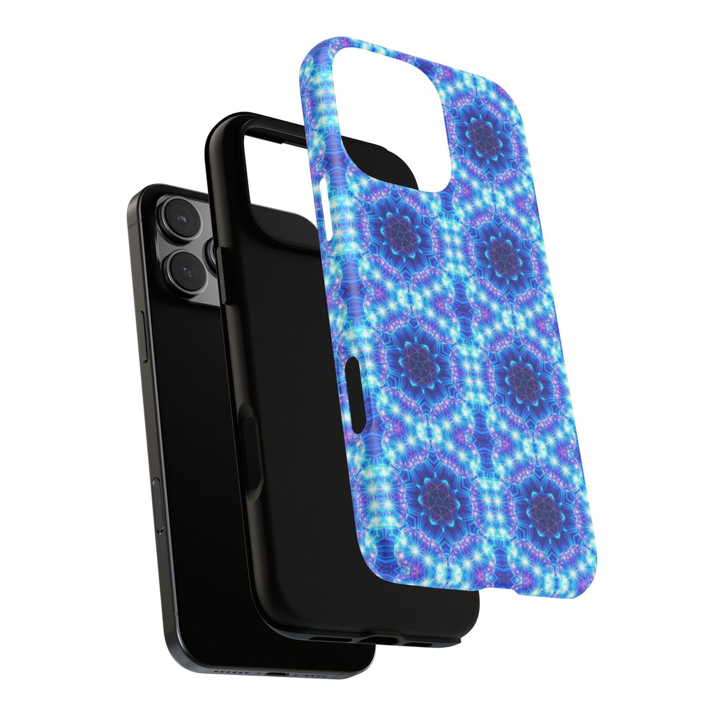 Blue Mandalas with Neon Lights Tough Phone Cases