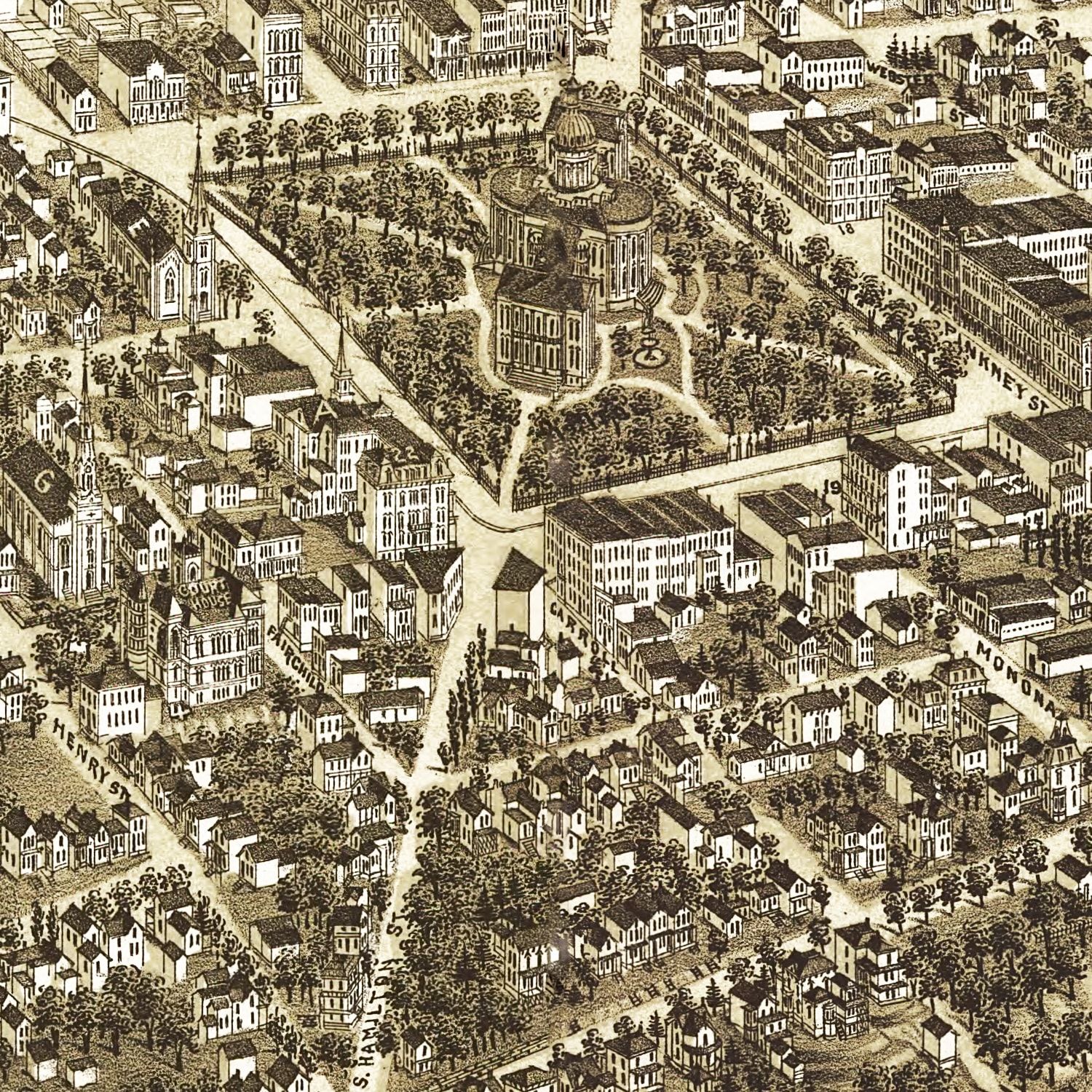 Vintage Map of Madison, Wisconsin 1885
