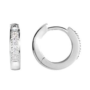 14K White Gold .08 CTW Natural Diamond 12.5 mm Hoop Earrings