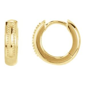 14K Yellow Gold 1.3 mm Round Single 12.6 mm Huggie Earring Mounting