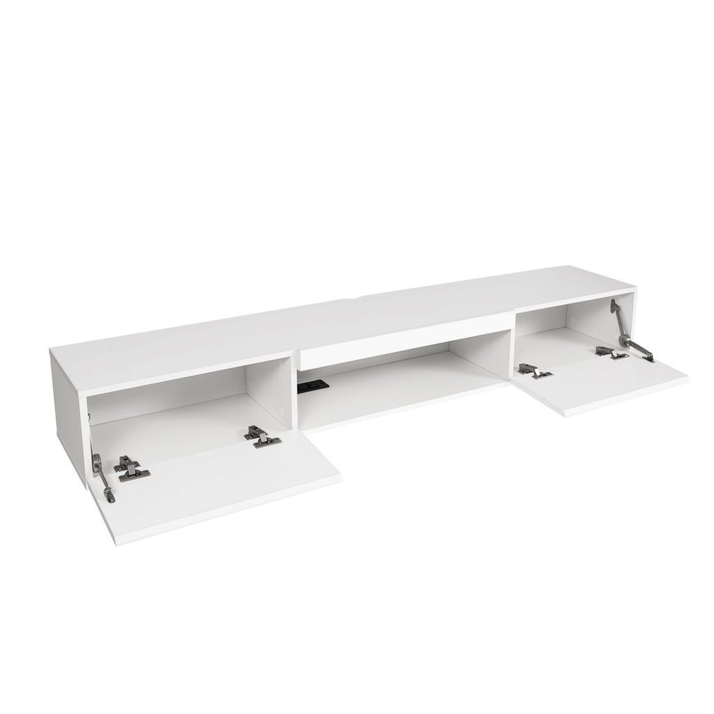 Floating TV Stand Wall Mounted with 16 Color LEDs,63' Modern TV Stand,Floating TV Cabinet Entertainment Center for 55 60 65 Inch TV,White