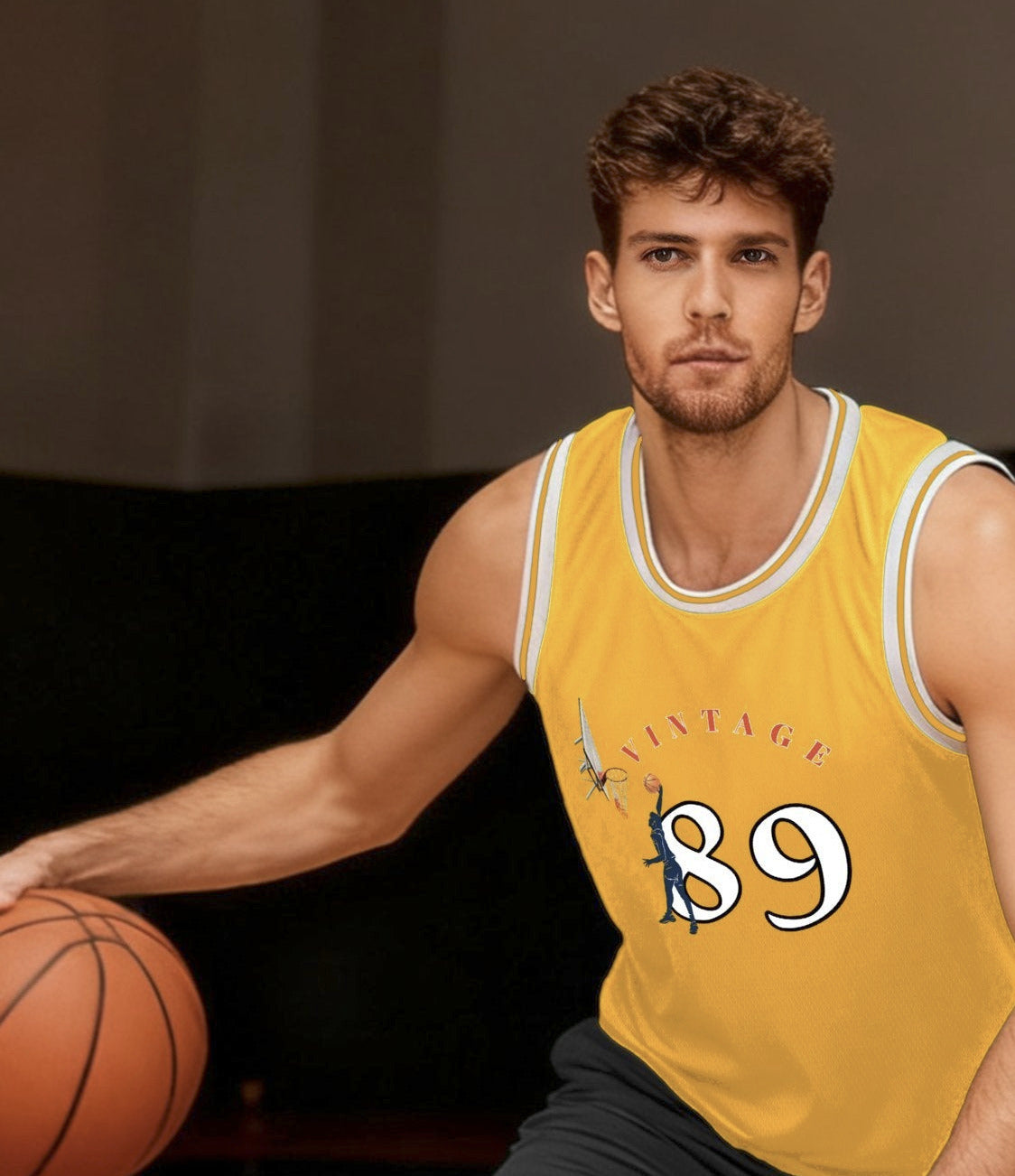 Vintage 89 Adult Yellow Basketball Jersey | Ships From USA