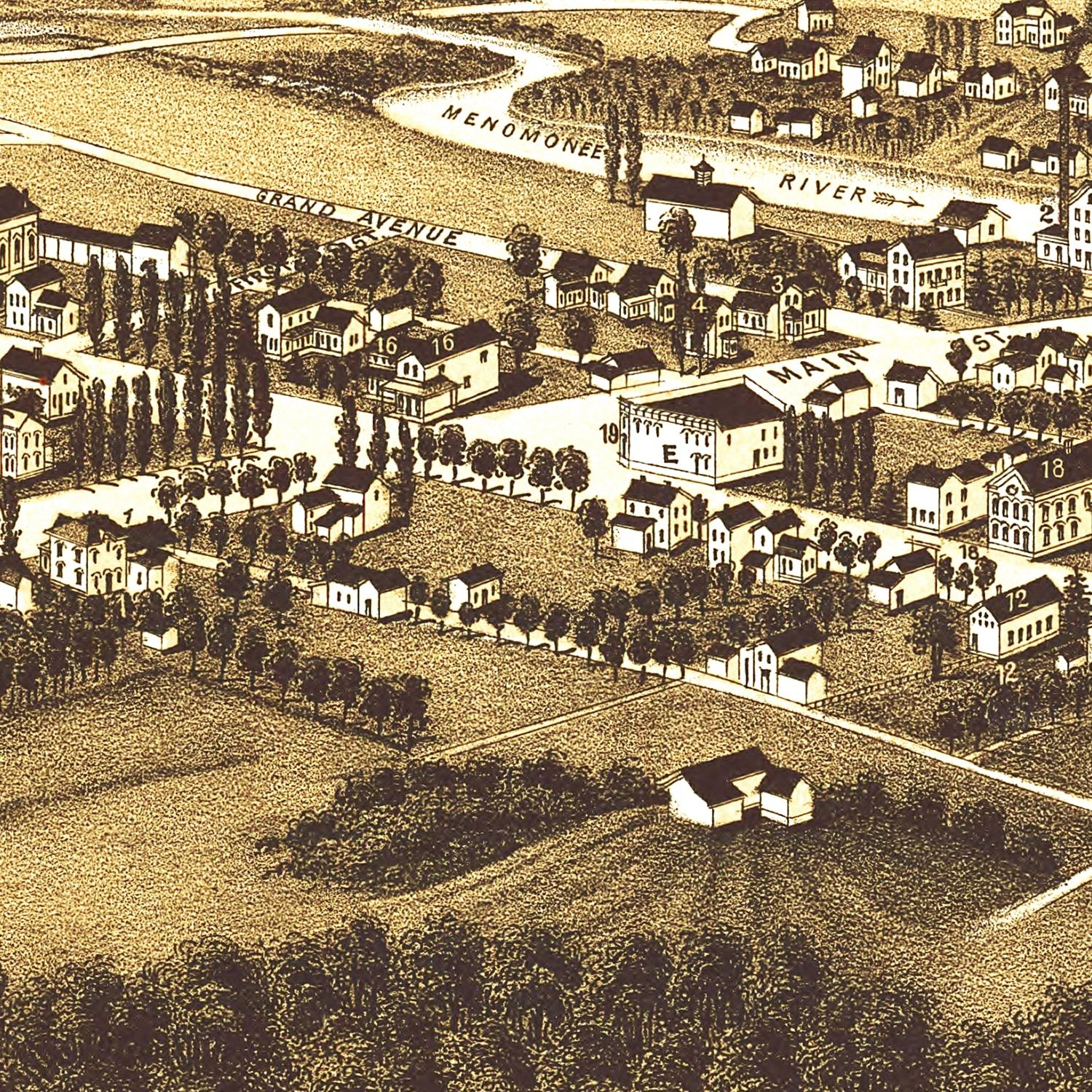 Vintage Map of Menomonee Falls, Wisconsin 1886