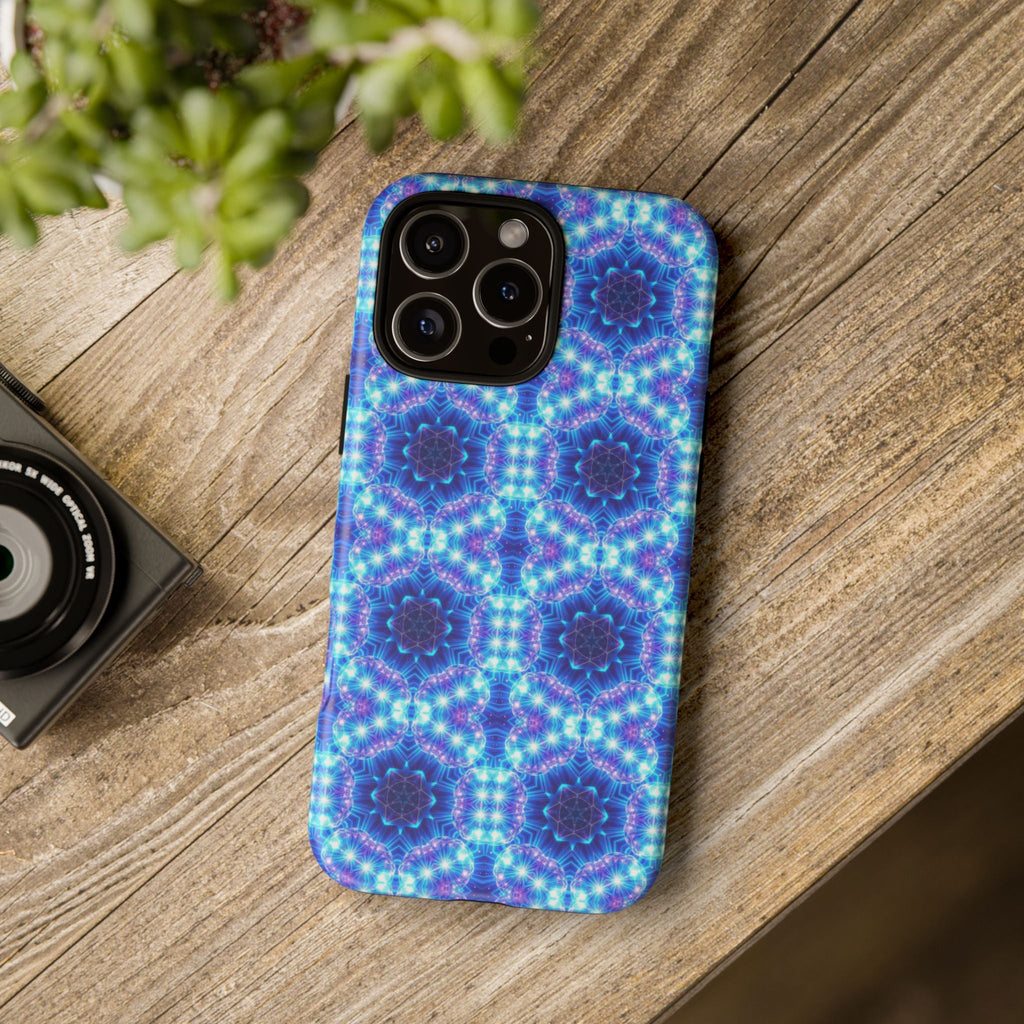 Blue Mandalas with Neon Lights Tough Phone Cases