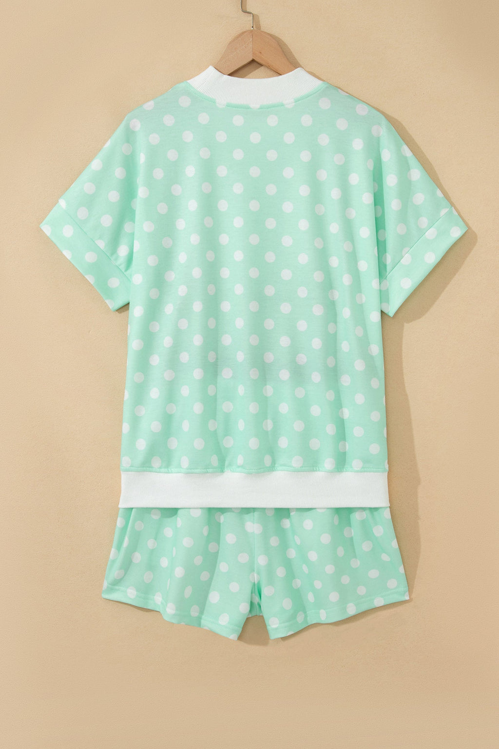 Polka Dot Colorblock Mock Neck & Shorts Set
