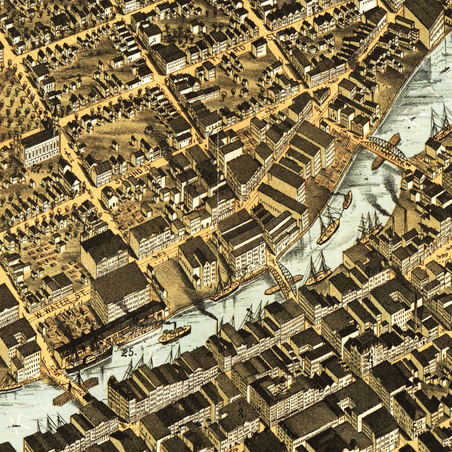Vintage Map of Milwaukee, Wisconsin 1872