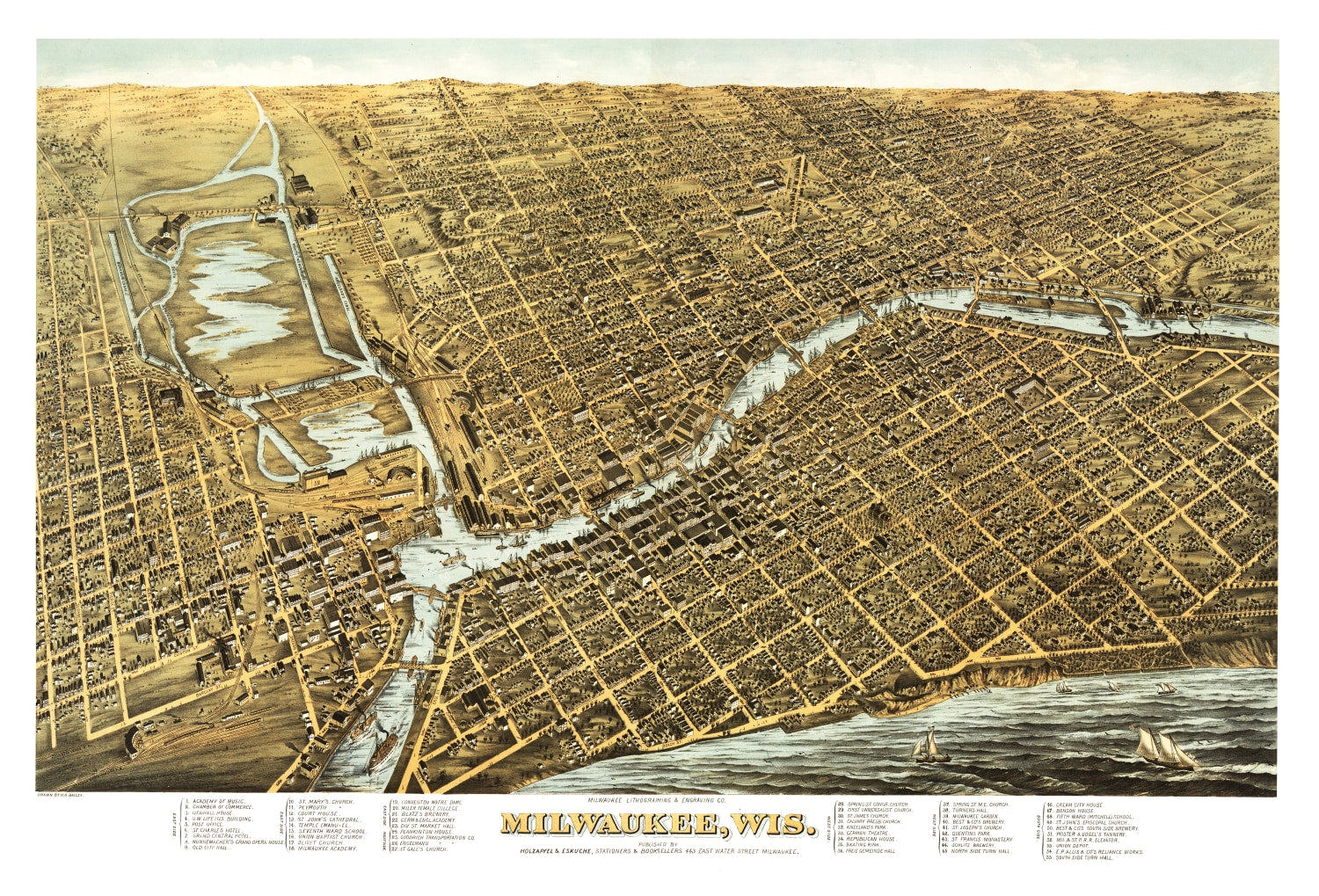 Vintage Map of Milwaukee, Wisconsin 1872