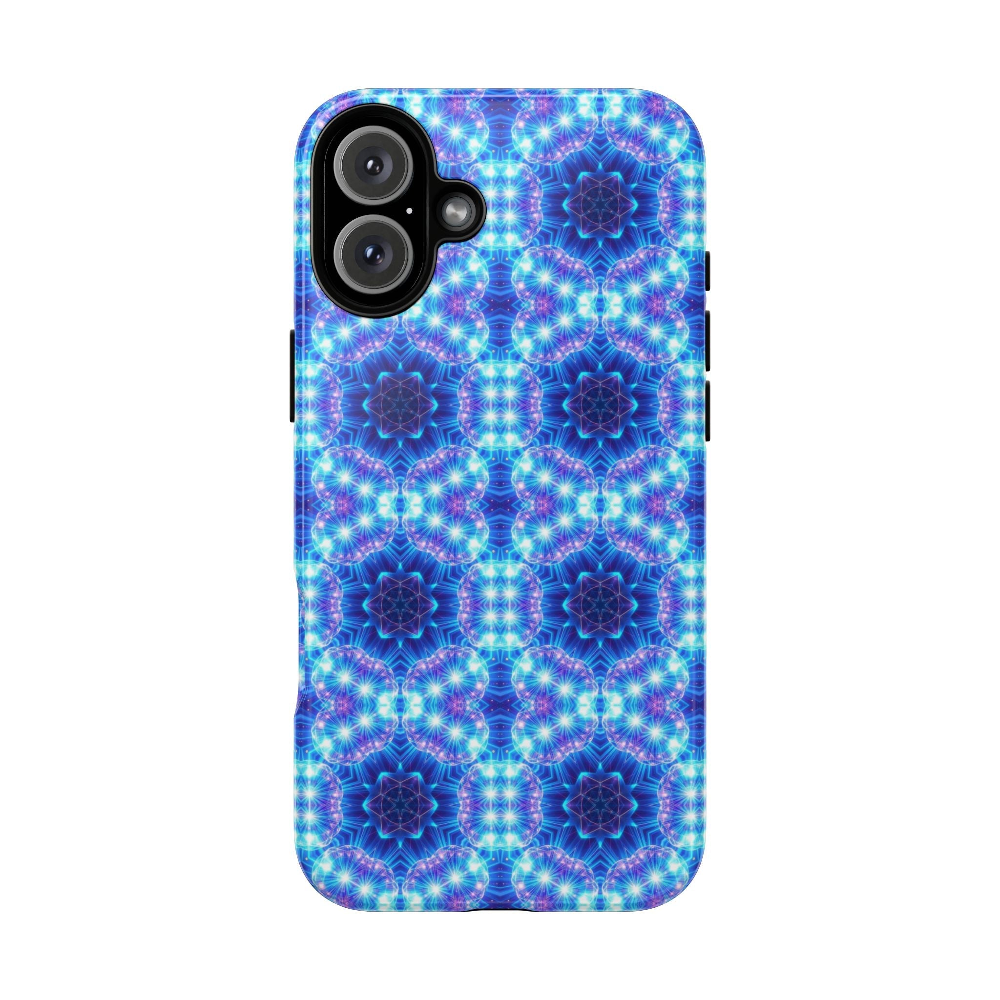 Blue Mandalas with Neon Lights Tough Phone Cases
